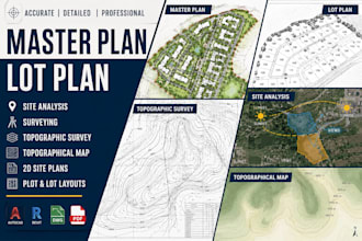 create professional master plan, lot plan, site analysis, topographic survey