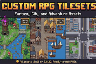 create pixel art tileset, game assets and tile map for rpg and indie games
