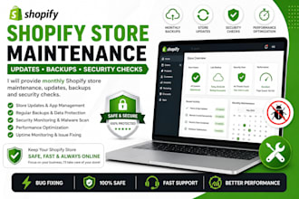 monthly shopify store sub stack maintenance updates backups and security checks