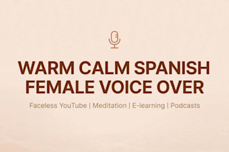record warm calm faceless spanish female voice over