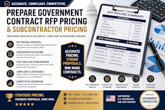 prepare government contract rfp pricing, bid proposal and subcontractor pricing