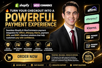 do shopify, woocommerce, affirm, afterpay, klarna, payment API, payment form