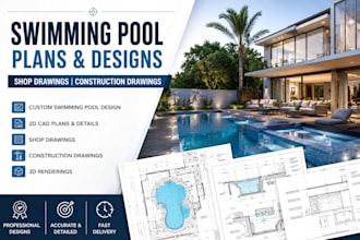 design swimming pool plan, shop drawings and construction drawing for contractor