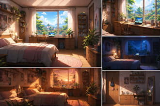 draw anime style background for your visual novel bg 2d art for your game