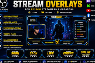 design professional stream overlays for twitch streamers and creators