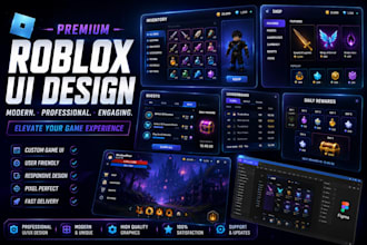 design custom roblox UI UX for simulator, tycoon, rpg and adventure games