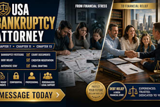 be your USA bankruptcy attorney for chapter 7, chapter 11, and chapter 13