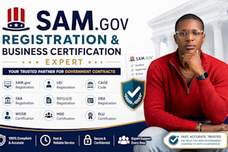 sam gov registration, sba, 501c3 cage code, dba registration,uei, wosb, mbe, 8a