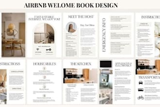 design airbnb guest welcome book, vacation rental booklet, house guide