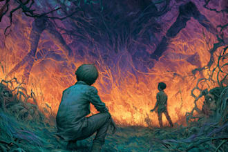 make a horror illustration, artwork, dark cover