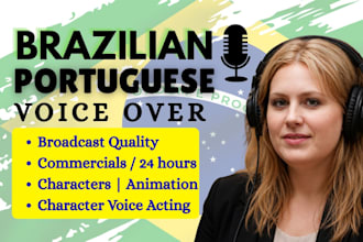 record a broadcast quality brazilian portuguese female voice over narration