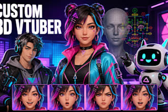 create custom 3d vtuber avatar modeling rigging and expressions