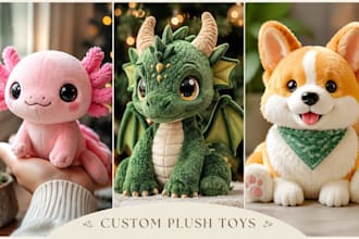 create custom handmade plush toy stuffed animal and crochet amigurumi teddy bear