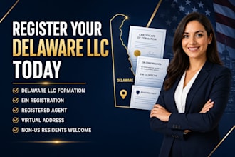 register delaware llc with ein, registered agent and virtual address