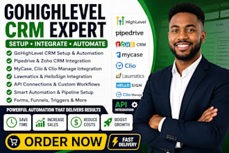 gohighlevel pipedrive zoho CRM mycase clio lawmatics hellosign clio manage api