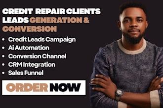 setup credit repair leads, sales funnel, automation and conversion system