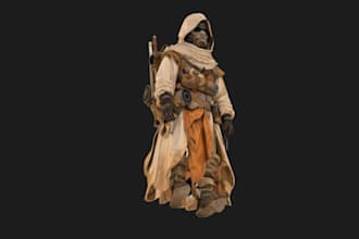 3d character model, character texture, character rigging, for game and film
