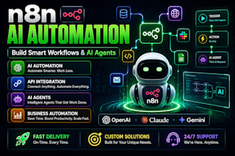 build n8n ai automation workflows and custom ai agents,business automation,claud