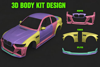 design 3d printable car body kit, custom widebody kit, bumper, fender, spoiler