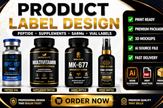 design product label design peptide label supplements peptides vial sarms