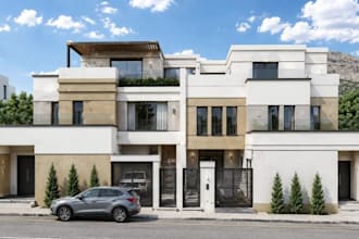 remodel private villa exterior, revit 3d model , render multi family house, cgi