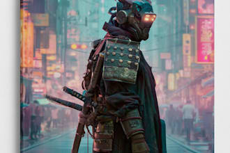 cyberpunk samurai street warrior art