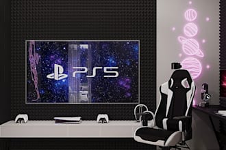 design 3d isometric gaming room, podcast studio, streaming room