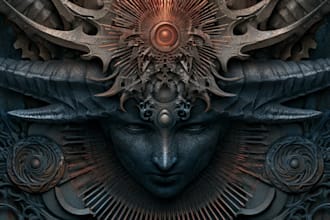 create dark art, metal, gothic illustration