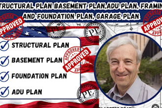 structural plan basement plan,adu plan, framing and foundation plan, garage plan