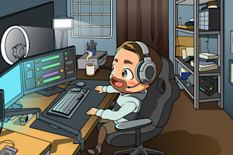 draw chibi screen, scene, banner for twitch or youtube