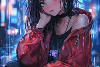draw an anime illustration, character illustration
