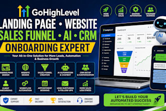 be gohighlevel landing page, website, sales funnel, ai, crm onboarding expert
