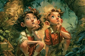 children book illustration, story book, cover art