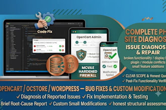 bug fixes and custom modifications opencart wordpress PHP