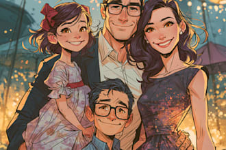 draw family portrait illustration