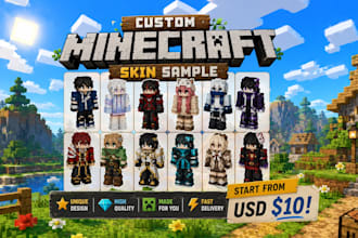 create best quality minecraft custom skin, ugc roblox skin