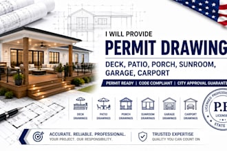 do permit drawings for deck, patio, porch, sunroom, carport, garage city permit