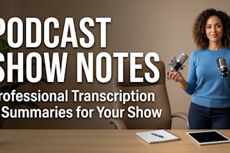 write professional podcast show notes and podcast summary
