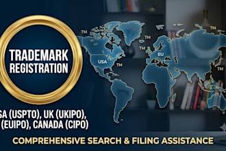 help with trademark registration USA, UK, eu or canada and research