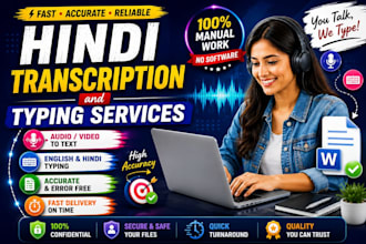 do hindi transcription, english hindi typing and PDF to word