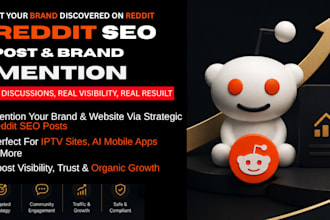 mention brand company website via reddit seo post, iptv site, ai mobile app