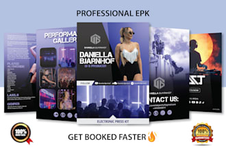 design artist epk, media kit, press kit, speaker kit, one sheet clickable pdf