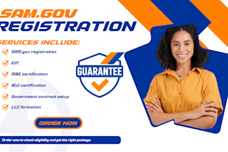 handle sam gov registration, ein,mbe, 8a, for government contract setup