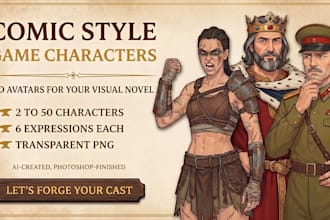create comic style 2d character avatars with expressions with the help of ai