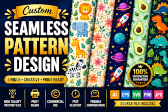 create cute seamless animal pattern design for kids fabric