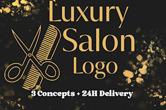 design luxury salon barber logo with 3 concepts in 24 hours