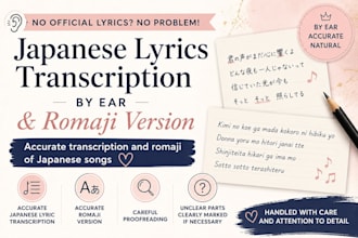 transcribe japanese song lyrics and create accurate romaji