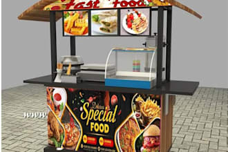 design food cart wrap, food box trailer, food truck or vehicle wrap design