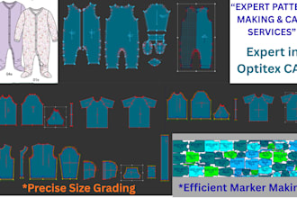 do apparel pattern making, size grading, marker layout