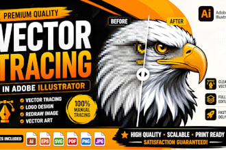 do anything in adobe illustrator, vector art illustrator logo redraw image